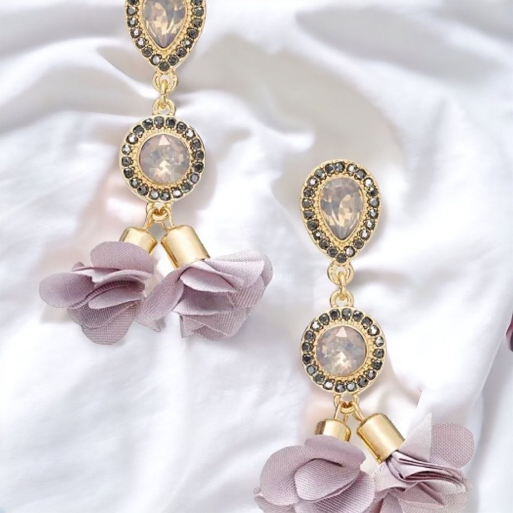 INC Gold-Tone Crystal Petal Double Drop Earrings
